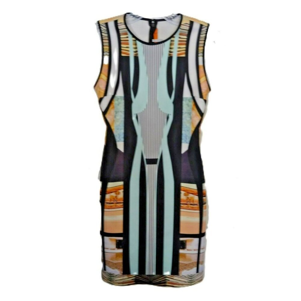 Clover Canyon Sleeveless Bodycon Mini Dress | Size S | Graphic Print |‎ Chic